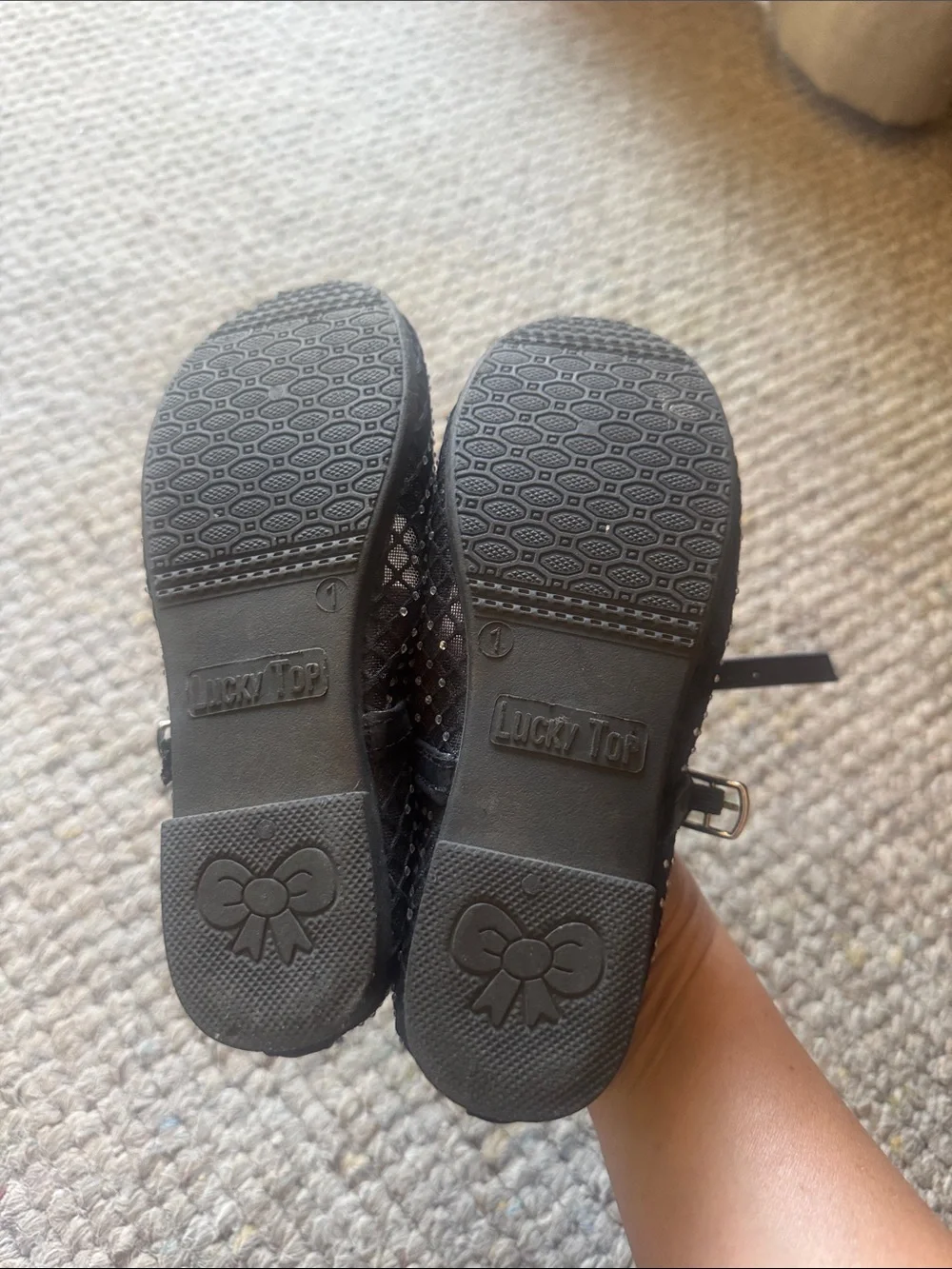 Girls Black Shoes with Sparkle Accent